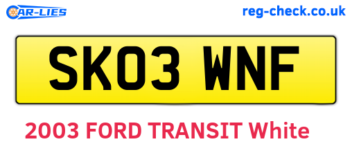 SK03WNF are the vehicle registration plates.