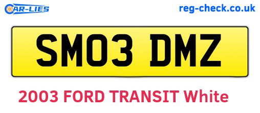 SM03DMZ are the vehicle registration plates.