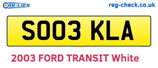 SO03KLA are the vehicle registration plates.