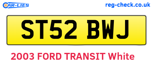 ST52BWJ are the vehicle registration plates.