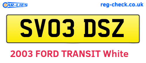 SV03DSZ are the vehicle registration plates.