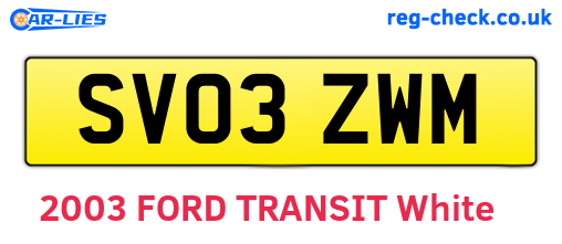 SV03ZWM are the vehicle registration plates.