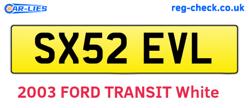 SX52EVL are the vehicle registration plates.