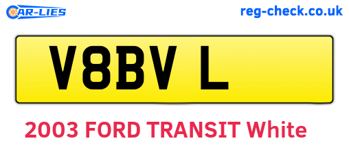 V8BVL are the vehicle registration plates.