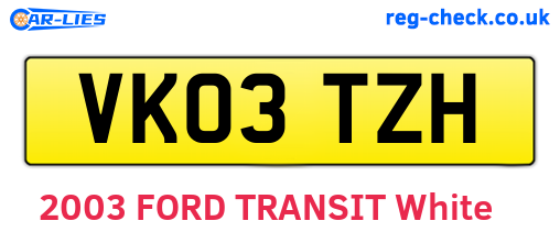 VK03TZH are the vehicle registration plates.