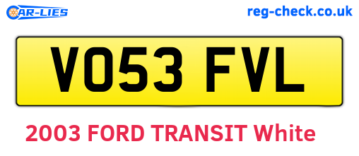VO53FVL are the vehicle registration plates.