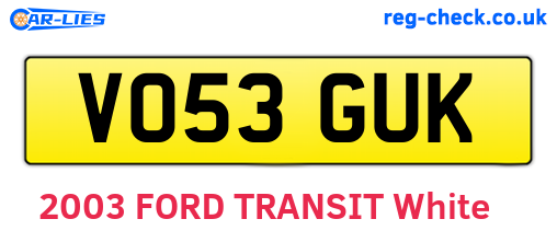 VO53GUK are the vehicle registration plates.