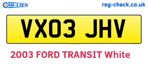 VX03JHV are the vehicle registration plates.