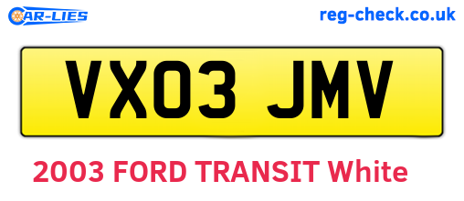 VX03JMV are the vehicle registration plates.