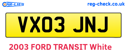 VX03JNJ are the vehicle registration plates.