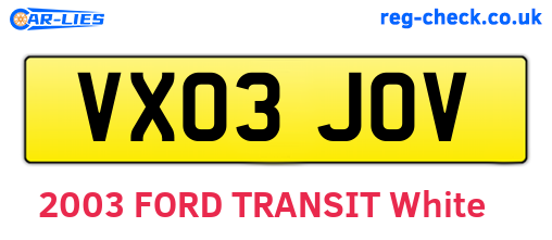 VX03JOV are the vehicle registration plates.