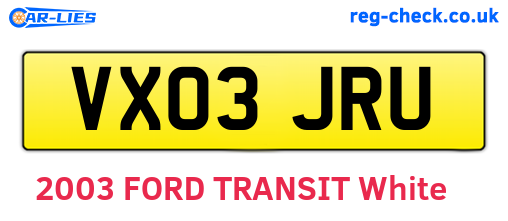 VX03JRU are the vehicle registration plates.