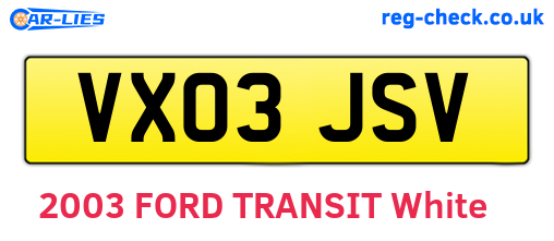VX03JSV are the vehicle registration plates.