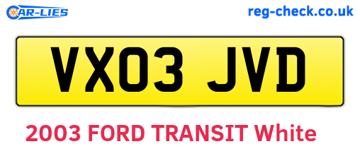 VX03JVD are the vehicle registration plates.