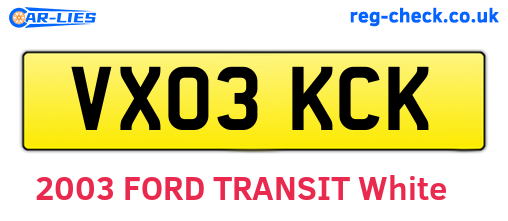 VX03KCK are the vehicle registration plates.