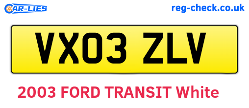 VX03ZLV are the vehicle registration plates.