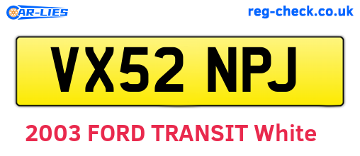 VX52NPJ are the vehicle registration plates.