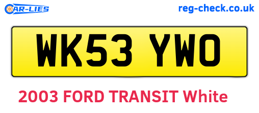 WK53YWO are the vehicle registration plates.