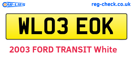 WL03EOK are the vehicle registration plates.