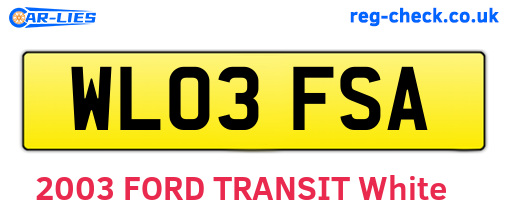 WL03FSA are the vehicle registration plates.