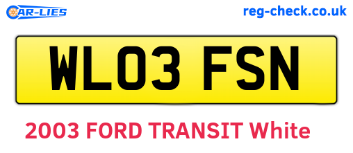 WL03FSN are the vehicle registration plates.