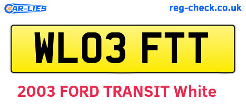 WL03FTT are the vehicle registration plates.