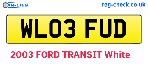 WL03FUD are the vehicle registration plates.