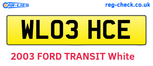 WL03HCE are the vehicle registration plates.
