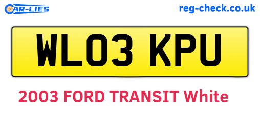 WL03KPU are the vehicle registration plates.