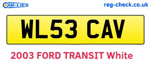 WL53CAV are the vehicle registration plates.