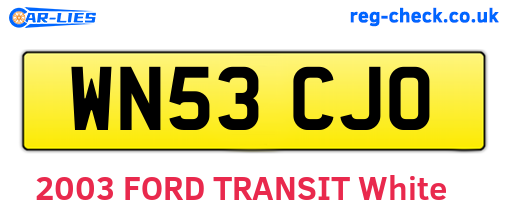 WN53CJO are the vehicle registration plates.
