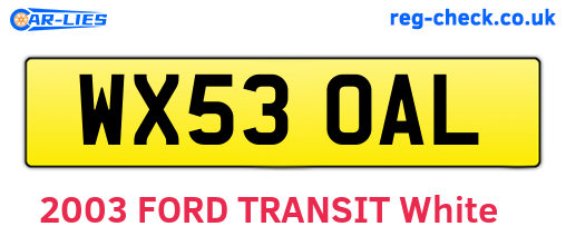 WX53OAL are the vehicle registration plates.