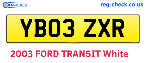 YB03ZXR are the vehicle registration plates.