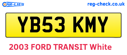 YB53KMY are the vehicle registration plates.