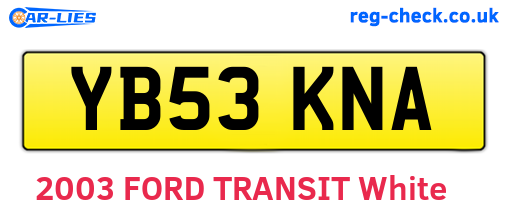 YB53KNA are the vehicle registration plates.