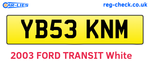 YB53KNM are the vehicle registration plates.