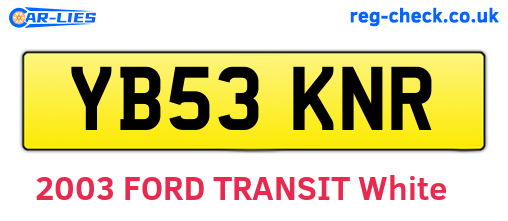 YB53KNR are the vehicle registration plates.