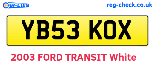 YB53KOX are the vehicle registration plates.
