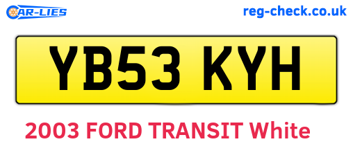 YB53KYH are the vehicle registration plates.