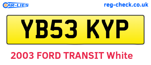 YB53KYP are the vehicle registration plates.