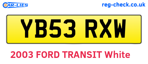 YB53RXW are the vehicle registration plates.