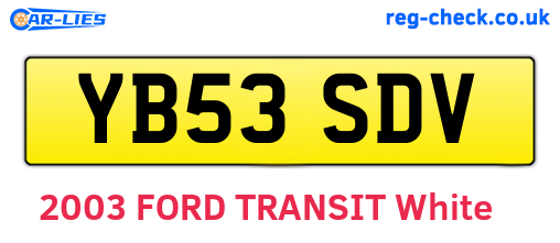 YB53SDV are the vehicle registration plates.