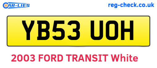 YB53UOH are the vehicle registration plates.
