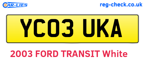 YC03UKA are the vehicle registration plates.