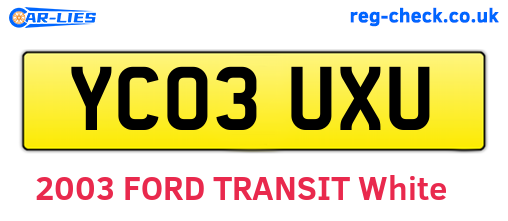 YC03UXU are the vehicle registration plates.