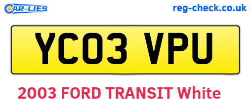 YC03VPU are the vehicle registration plates.