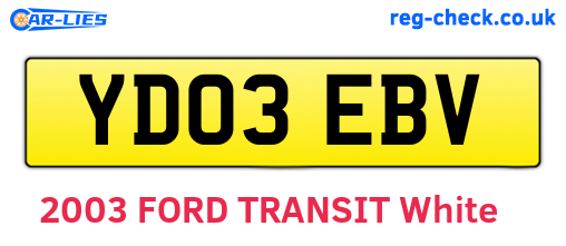 YD03EBV are the vehicle registration plates.