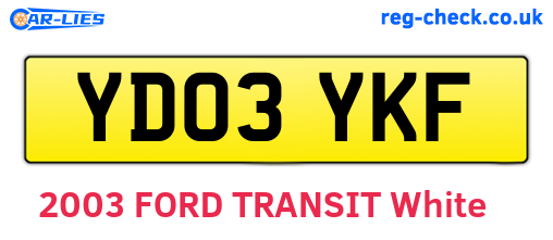 YD03YKF are the vehicle registration plates.