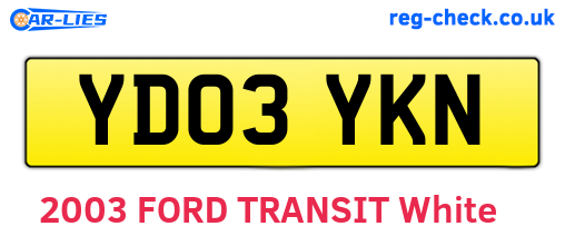 YD03YKN are the vehicle registration plates.