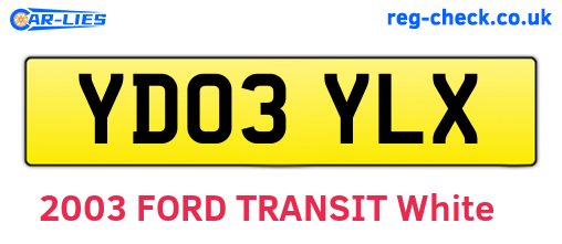 YD03YLX are the vehicle registration plates.